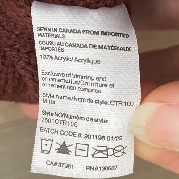 100 Cozy Outdoor Ribbed Cuff Striped Knit Mittens Brown Burnt Orange Sz OS NWOT - Picture 6 of 7